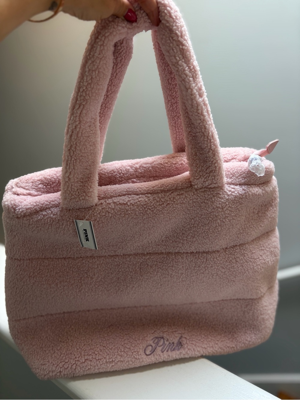 PINK Victoria's Secret Plush Pink Sherpa Tote